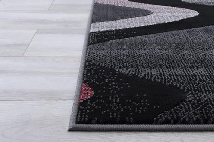 Allstar 8x10 Red and Grey Wave Pattern Modern Area Rug (7' 9" x 9' 8")