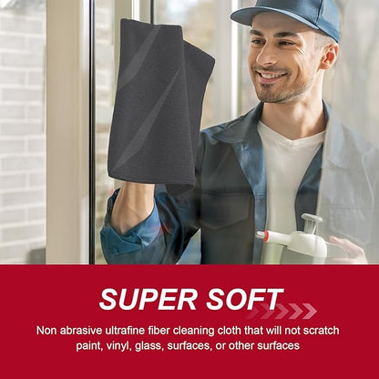 Oudain 200 Pcs Microfiber Cleaning Cloth 16x16 Inch Microfiber Towels for Car Ultra Absorbent Cleaning Rags Reusable Lint Free Streak Free Detailing Towel for Car Washing Drying Dusting (Black)