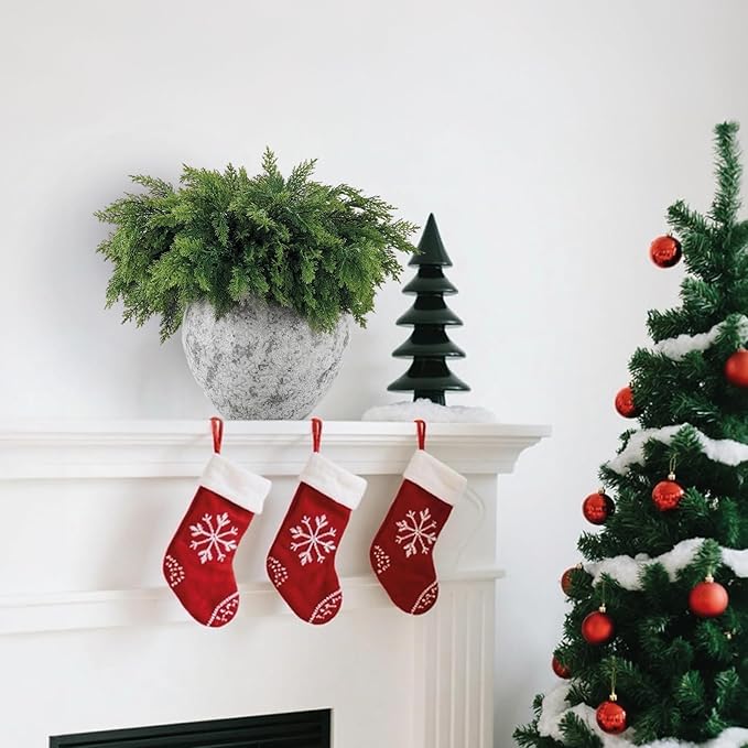 12 Pcs Exceptionally Lush Artisan-Crafted Norfolk Pine Branches – 18" Real Touch Artificial Christmas Greenery Stems for Garland, Wreaths, Vases & DIY Indoor/Outdoor Décor