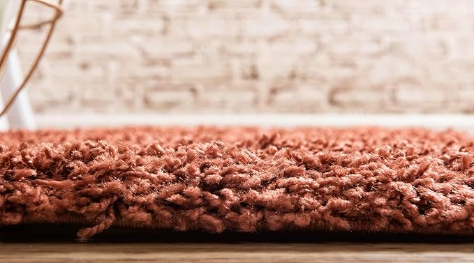 Unique Loom Solid Shag Collection Area Rug (2' 6" x 19' 8" Runner, Terracotta)