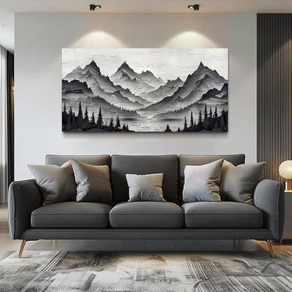 ZUITINGHUA Canvas Wall Art For Living Room Wall Decor For Bedroom Office Wall Decoration Black Mountains Landscape Painting Farmhouse Pictures Artwork Room Aesthetic Home Decor 20x40 In