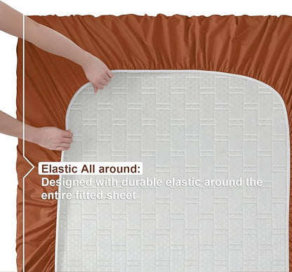 Nestl Bed Sheets Set - 4Pc California King, Microfiber, Ultra Soft, Breathable, Lightweight, Snug Fit, Rust