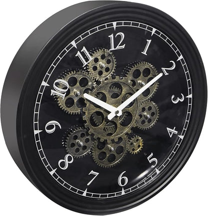 CLXEAST 15 Inch Real Moving Gear Wall Clock, Vintage Industrial Steampunk Metal Wall Clocks for Living Room Decor,Kitchen, Home Office,House Warming Gifts New Home