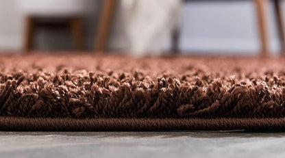 Unique Loom Solid Shag Collection Area Rug (5' 3" x 8' Rectangle, Chocolate Brown)