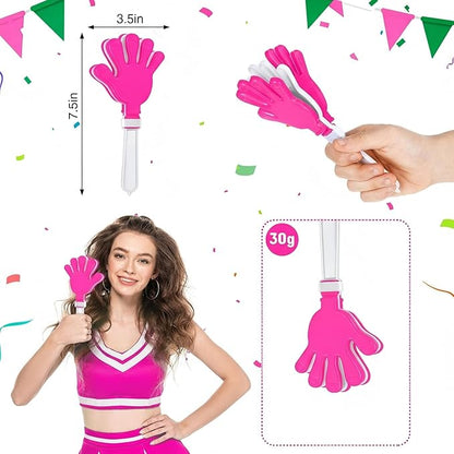 Junkin 100 Pcs Hand Clappers Bulk 7. 5 x 3. 5 Inches Noise Makers Party Favors Clapping Noise Maker Clacker for Birthdays Game Prizes Rewards Football Sporting Events Cheers Supplies (Pink White)