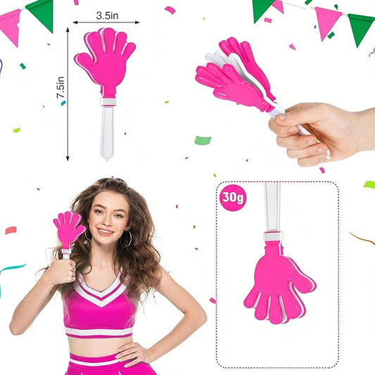 Junkin 100 Pcs Hand Clappers Bulk 7. 5 x 3. 5 Inches Noise Makers Party Favors Clapping Noise Maker Clacker for Birthdays Game Prizes Rewards Football Sporting Events Cheers Supplies (Pink White)