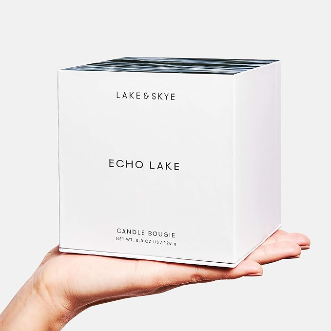 Lake & Skye Echo Lake Candle - Vegan Fragrance Collection, 100% Soy Base, Cruelty Free (8 oz), 50 Hour Burn Time - Floral and Woody