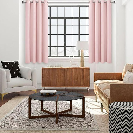 DWCN Blush Pink Blackout Curtains for Windows 38 x 54 inches Long, 2 Blush Pink Curtain Panels for Living Room,Bedroom,Dining Room, Kitchen
