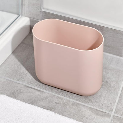 iDesign Small Slim Plastic Bathroom Trash Can, Garbage Can for Bedroom, Office, Desk, Dorm, Pink