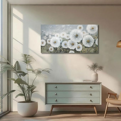 Ardemy Dandelion Wall Art Large Floral Pictures Wall Decor Living Room Flowers Paintings Textured Artwork for Walls Bedroom Bathroom Kitchen Dining Room Home Office, 40"x20"