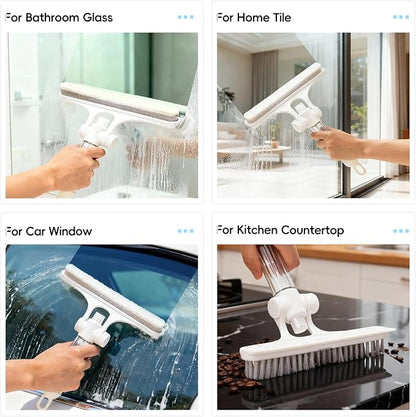 8.27" Wide Spray Squeegee, All-Purpose Shower Squeegee with Sprayer for Glass Doors, Squeegee for Shower Glass with Hook, Window Squeegee with Sprayer for Home (White)