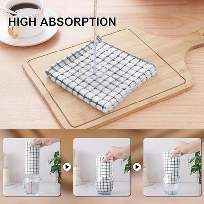Kitinjoy Cotton 8 Pack Terry Kitchen Dish Cloths, 12 x 12 Inches Super Soft and Absorbent Dish Rags, Quick Drying Dish Towels for Washing Dishes, Grey