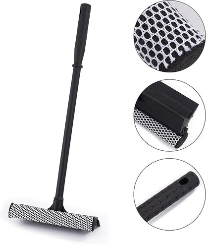 Matthew Cleaning All Purpose Window Squeegee Window Cleaner Tool,Car Squeegee Windshield Cleaning Sponge and Rubber Squeegee,2-in-1 Window Cleaner Sponge(8'') and Soft Rubber with Pole 20’’(12Pack)