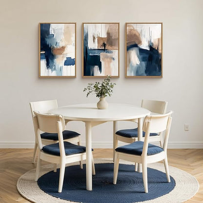 Large Abstract Brush Stroke Framed Canvas Wall Art,Modern Pastel Wall Decor,Neutral Navy Blue Art Prints, Minimalist Watercolor Brown Artwork for Living Room,Bedroom,Dining Room-24"x36"x3