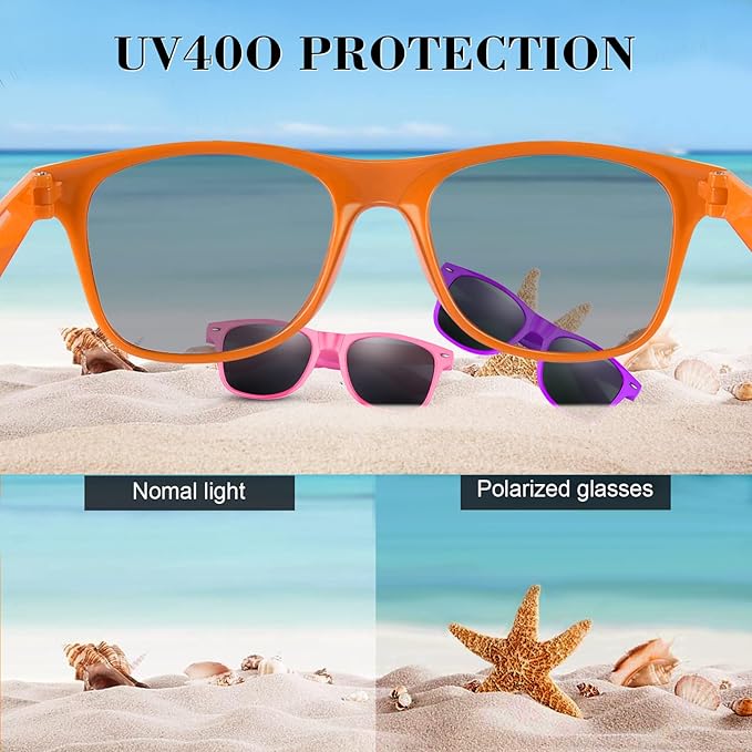 FEPITO 24 Pack Party Sunglasses Bulk for Birthday Party Favors Goody Bag Fillers for Beach Pool Party Toys for Adults, Orange