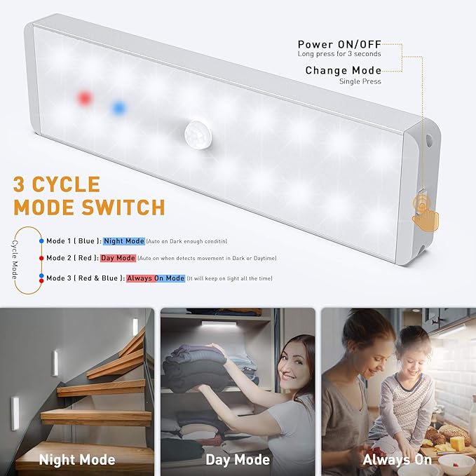 LED Closet Light with Charging Station, 5 Pcs Dimmer Rechargeable Motion Sensor Under Cabinet Lighting, Stick-Anywhere Night Safe Light Bar for Wardrobe,Kitchen