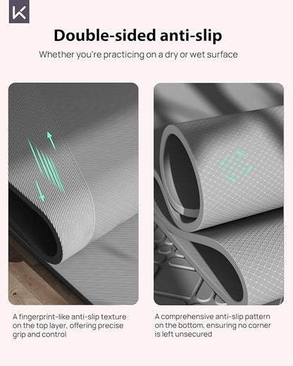 KEEP Yoga Mat, 32" Extra Wide Exercise Mat with Strap for Men and Women, 7mm Thick Double-Sided Non-Slip Eco-friendly Yoga Mat for Pilates, Workout and Fitness