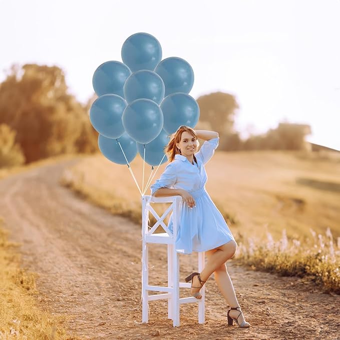 50 Pcs 12 Inch Dusty Blue Balloons, Round Latex Balloons for Boys, Girls, General Celebration, Christmas, New Year, Wedding, Birthday, Gender Reveal, Boho Party