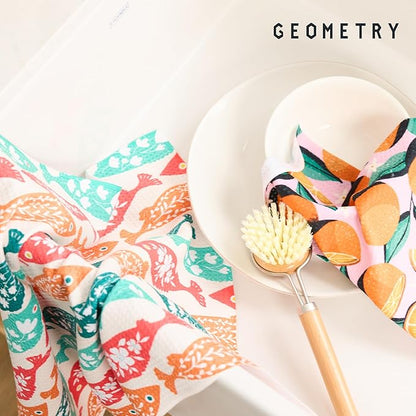 GEOMETRY Kitchen Dish Cloths - Quick Dry Dishcloths for Kitchen - Premium Dish Rags with Geoweave - 3-Pack Set Tiny Petals