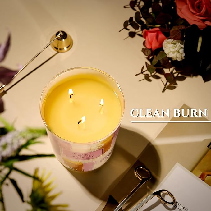 HomeLights Scented Candles | Large Jar 34 Oz Natural Soy Candle | 130 hrs Long-Lasting with 3 Wicks | Scandinavian Minimalist Home Decor | Gifts for Mom & Women, Citrus Lavender