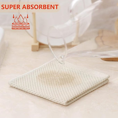 Kitinjoy 100% Cotton Kitchen Dish Cloths, 12 Pack Waffle Weave Ultra Soft Absorbent Dish Towels for Drying Dishes, Quick Drying Dish Rags, 12 X 12 Inch, Multicolor