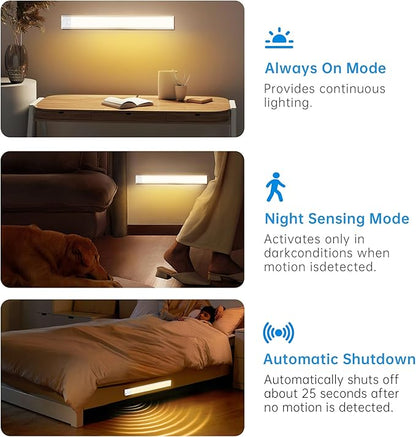 Under Cabinet Lighting,54 LED 1800mAh Rechargeable,Motion Sensor Light,3 Colors Dimmable,Magnetic Closet Lights,Indoor Night Lights for Kitchen Bedroom Stairs 5 Pack