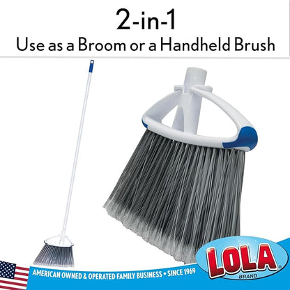 LOLA Small Angle Broom w/Dustpan, up to 14.25" Wide Sweeping, Bristles are Recycled Soda Bottles, Indoor Use & Tight Spaces, 1 Pack