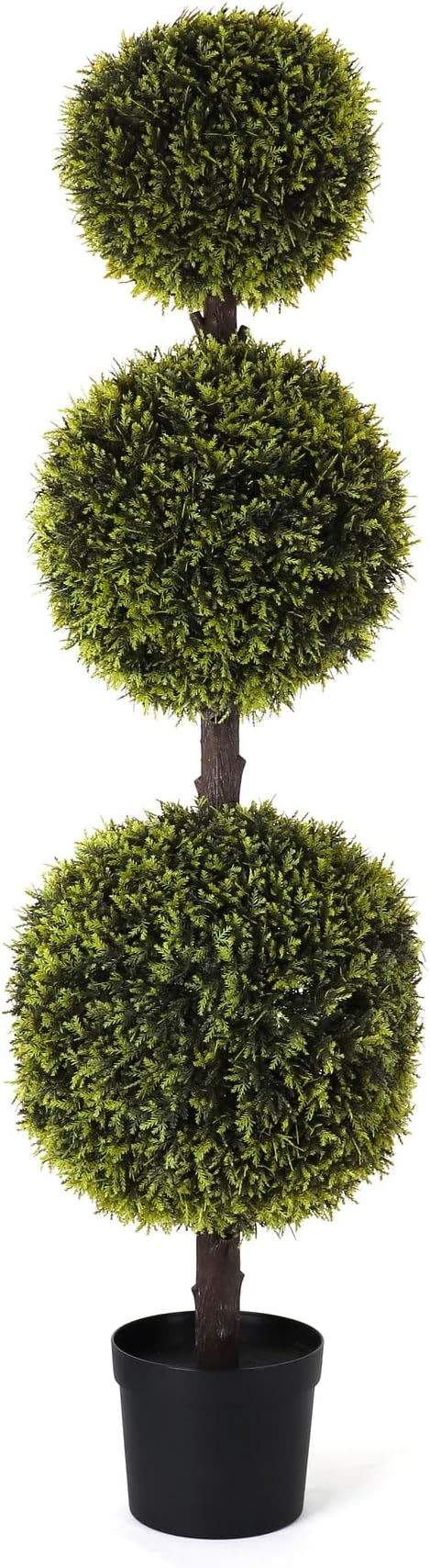 Bornbridge Artificial Yellow Cypress Topiary Ball Tree - Yellow Cypress 4' Ball Tree - Indoor/Outdoor Topiary Trees - Artificial Outdoor Plants - Lifelike Plant (2 Pack)