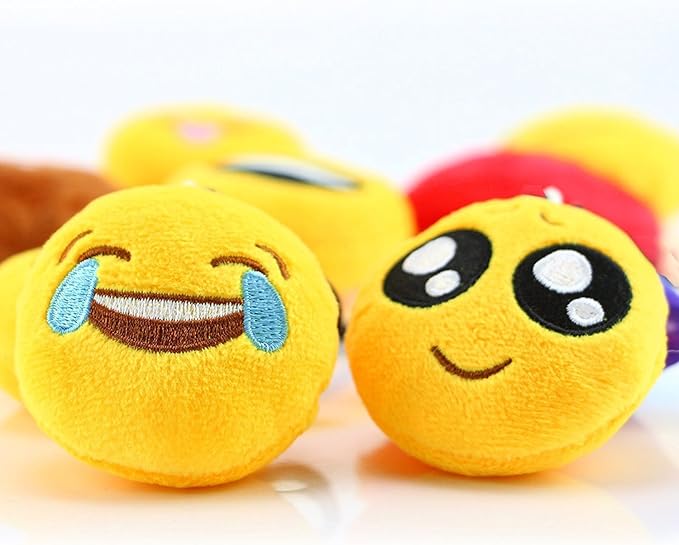 Emoticon Keychains, Dreampark Mini Emoticon Plush Party Favors Valentine' s Day Gifts Birthday Party Supplies, Carnival Prizes Easter Egg Fillers for Kids Treasure Box Bulk Toy Assortment 2" Set of 30