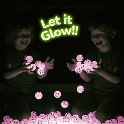 ArtCreativity Glow in the Dark Purple Smiley Face Bouncing Balls - Bulk Pack of 36 - 1 Inch High Bounce Bouncy Balls for Kids, Glowing Party Favors and Goodie Bag Fillers for Boys and Girls