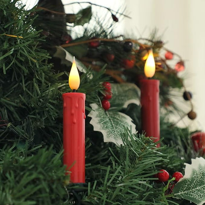 Set of 10 PCS Flickering Christmas Tree Candle Lights, Clip on Candles for Christmas Tree Battery Operated with Remote, Flameless LED Window Candles for Home Christmas Party Decoration