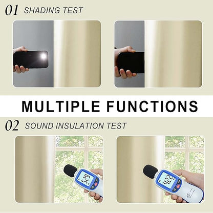 XWZO 100% Blackout Curtains 63 Inches Long with Tiebacks- Heat and Full Light Blocking, Thermal Insulated Window Panels with Grommets for Bedroom/Nursery, Beige, W38 x L63, Set of 2 Draperies