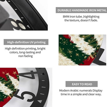 Wall Clock 10 Inch Silent Non-Ticking Modern Clocks Battery Operated - Analog Small Classic for Office, Home, Living Room,Bathroom, Kitchen, Bedroom, School,Snowman Clock