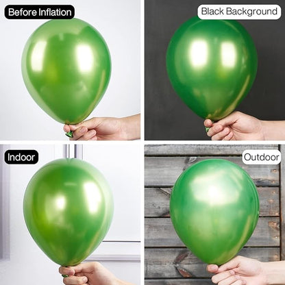 PartyWoo Metallic Green Balloons 50 pcs 12 Inch Metallic Apple Green Latex Helium Balloons for Graduation Halloween Safari Dinosaur Summer Weddings Baby Showers Birthday Party Decorations Green-G121