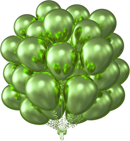 KALOR 12 Inch Metallic Lime Green Balloons, 50 Pcs Latex Helium Metallic Balloons for Kid's Birthday Party, Baby Shower, Wedding, Graduate Party Decorations