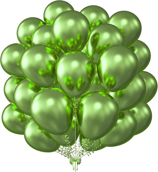 KALOR 12 Inch Metallic Lime Green Balloons, 50 Pcs Latex Helium Metallic Balloons for Kid's Birthday Party, Baby Shower, Wedding, Graduate Party Decorations