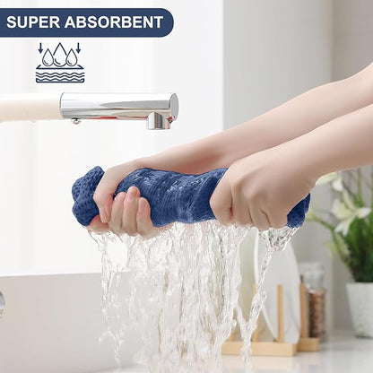 Homaxy 100% Cotton Kitchen Towels and Dishcloths Set, 12 x 12 Inches and 13 x 28 Inches, Set of 10 Bulk Kitchen Towels Set, Ultra Soft Absorbent Dish Cloths for Washing Dishes, Navy Blue