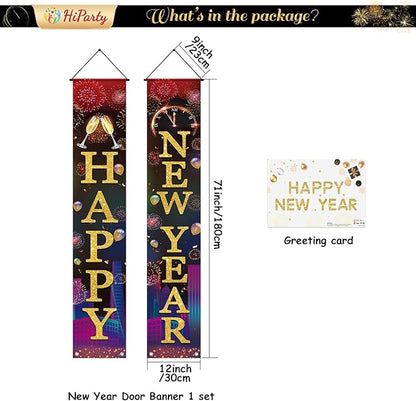 2026 New-Years Decorations, Premium Happy New Year Banner, Large 71x12in, Ideal New Years Eve Party Supplies 2026, Classic Design, HQ Fabric, HD Printing, Perfect for NYE Decorations
