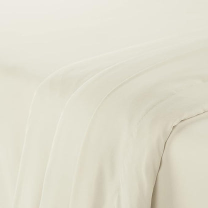Serta Simply Clean Super Soft Hypoallergenic Stain Resistant Deep Pocket 4 Pieces Solid Bed Sheet Set, Queen, Ivory
