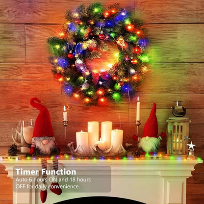 33ft Battery Operated String Lights, 100 LED Fairy String Lights Battery Powered w/Remote & Timer for Indoor Outdoor Christmas Trees Wreath Decoration Bedroom Patio - Multicolor