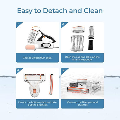 J300 Lite Mattress Vacuum Cleaner，Bed Vacuum Cleaner with Dust Sensor with 253.7nm UV-C Light，Ultrasonic and High Heating Multifunctional Handheld Vacuums for Bed, Sofa, Couch （Corded）