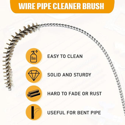 Wire Tube Brushes for Cleaning Pipe Tube Brass Stainless Steel Round Wire Brush for Auto Parts, Bottles, Tubes, 5 Sizes(10 Pieces)