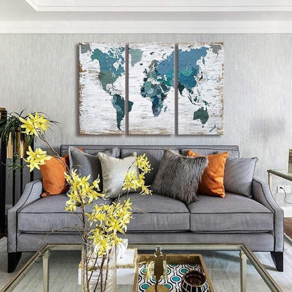 Teal blue Wall Art Watercolor Abstract Wall Decal Large Office Canvas Wall Art 24in x48in x3 Painting for Bedroom Wall Decoration for Living Room 3 piece Blue Artwork for Walls