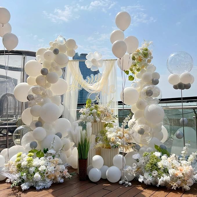 KALOR 12 Inch White Balloons, 50 Pcs Latex Helium Balloons for Kid's Birthday Party, Baby Shower, Wedding, Graduate Party Decorations