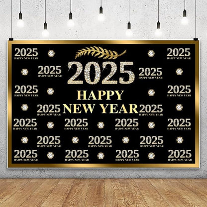 Happy New Year Backdrop 10x8ft Fabric 2026 New Year Party Decoration Backdrop NYE Backdrops for Photography