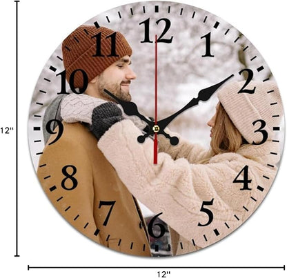 Personalized Wall Clock, Custom Wall Clock with Photo Text Image, for Home, Office, School Decor, Birthday, Christmas, Customized Gift, 12 inch/30cm