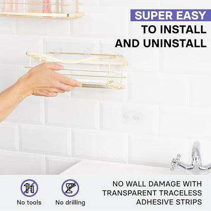 KINCMAX Shower Caddy Organizer - Self Adhesive Wall Shower Shelf - Stainless Steel Bath Shampoo Holder and Storage Rack