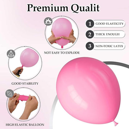 130PCS Pink Balloons, Latex Balloons Different Sizes 18/12/10/5 Inch, Helium Balloons with Ribbon, Party Balloon Set for Birthday Wedding Graduation Anniversary Baby Shower Decorations.