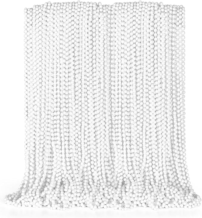 72PCS Bead Necklace, White Beaded Necklace Party Favors Bulk, 33" Mardi Gras Beads Necklaces, Festival Parade Throw Accessories for Baby Shower Wedding Birthday Celebrations Decorations