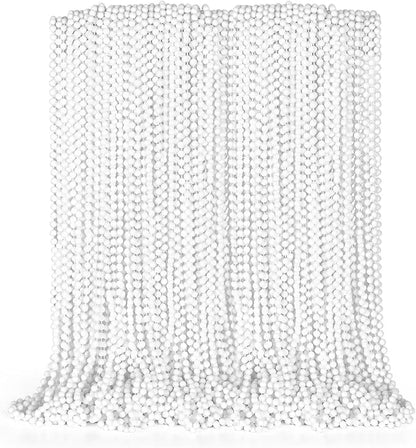 72PCS Bead Necklace, White Beaded Necklace Party Favors Bulk, 33" Mardi Gras Beads Necklaces, Festival Parade Throw Accessories for Baby Shower Wedding Birthday Celebrations Decorations